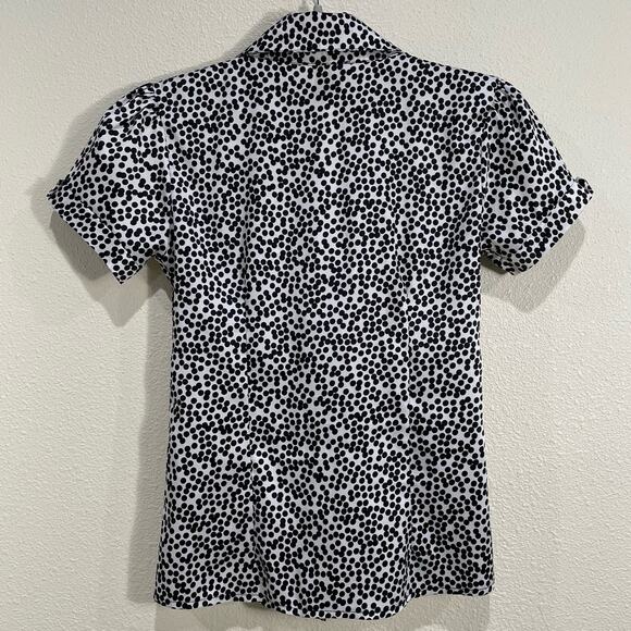 Vintage Y2K Polka Dot Tie Front Pearl Snap Top Rockabilly Retro Office Siren XS - Picture 2 of 6